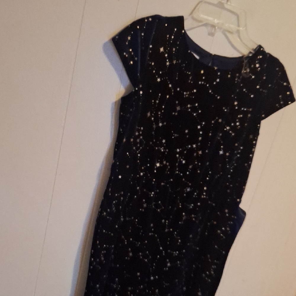Monsoon Midnight Blue Dress with Gold Stars  Yonzu